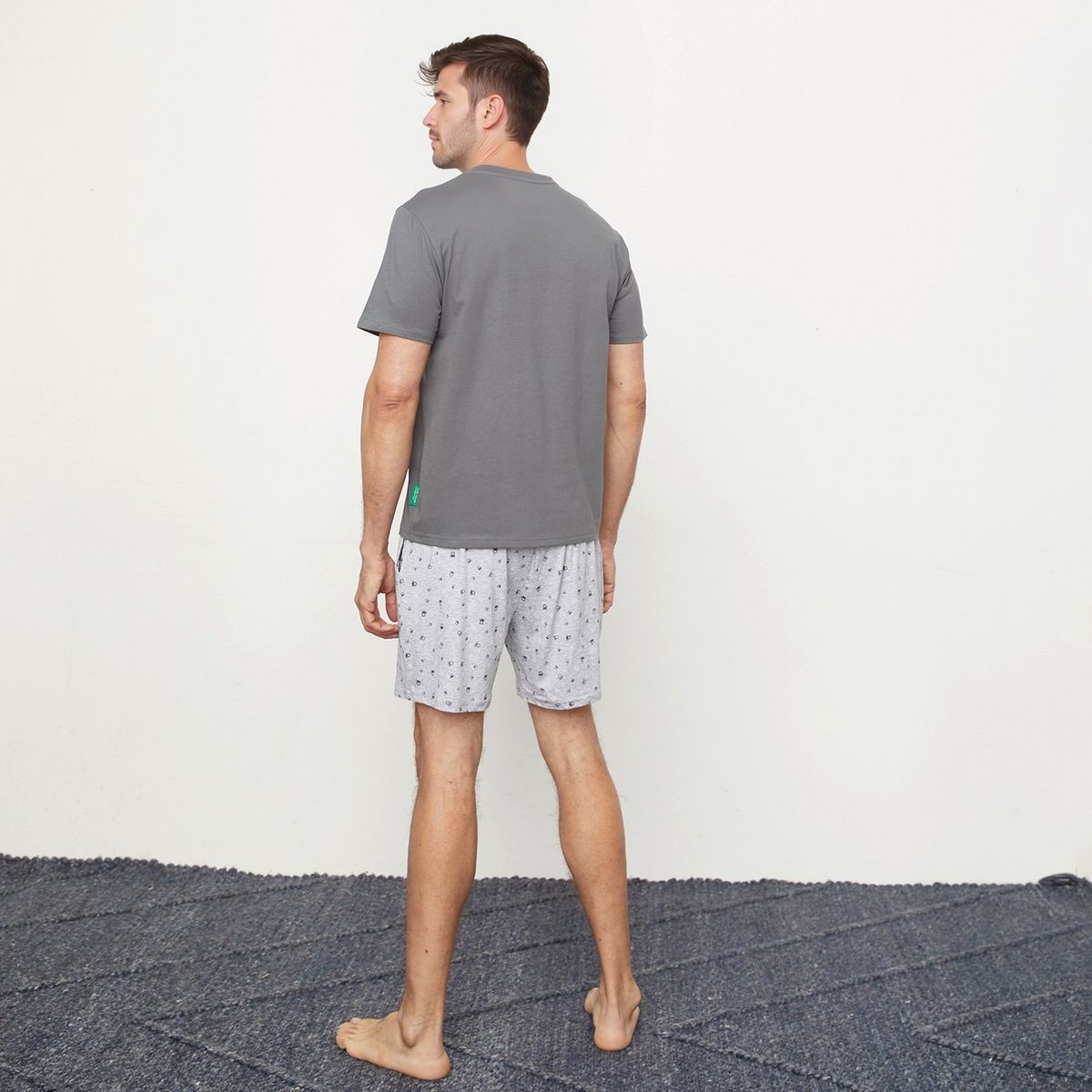 BENETTON - Pijama Hombre Corto Manga corta con Estampado de Algodón BENETTON