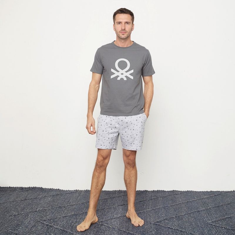 BENETTON - Pijama Hombre Corto Manga corta con Estampado de Algodón BENETTON
