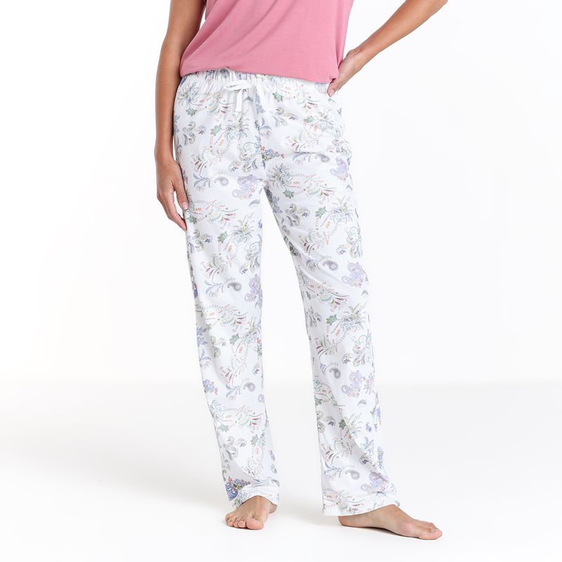 BLU - Pantalón de pijama Mujer Largo de Algodón blu