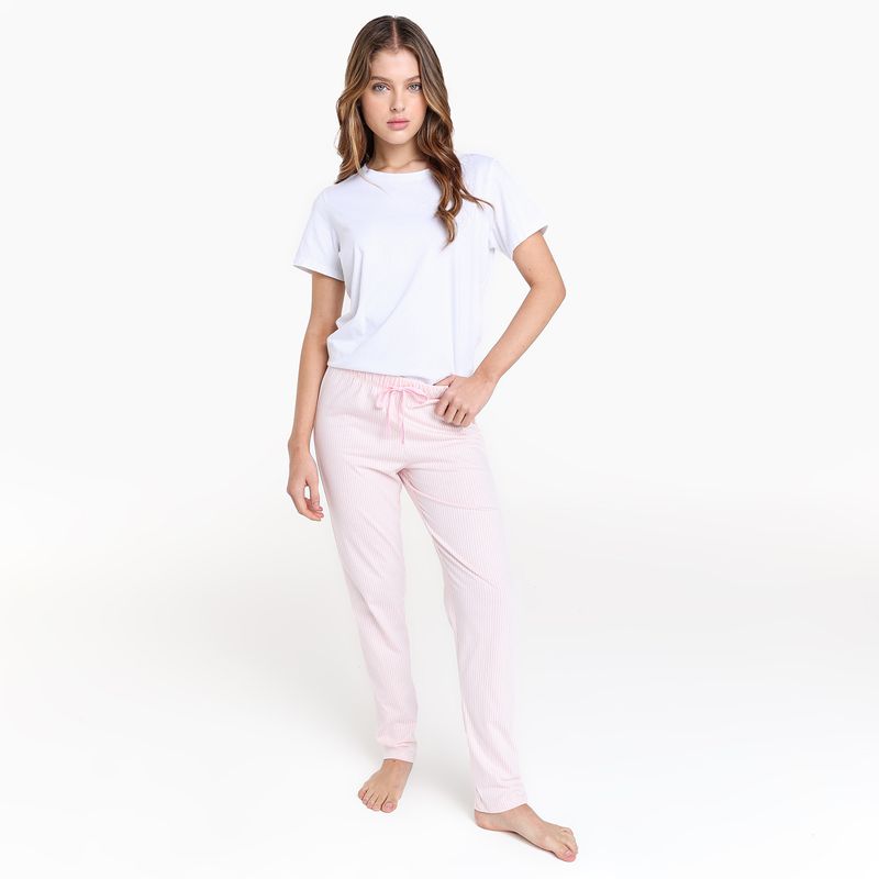 SYBILLA - Pantalón de pijama Mujer Largo de Algodón Sybilla