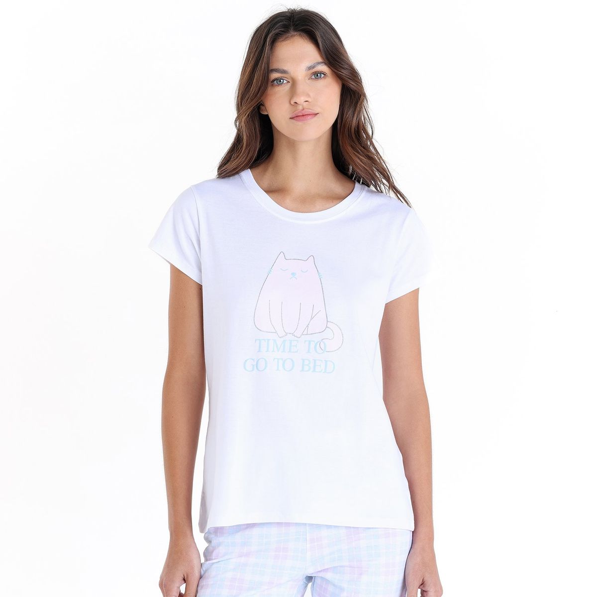 SYBILLA - Camiseta de pijama Mujer Corto Manga corta de Algodón Sybilla