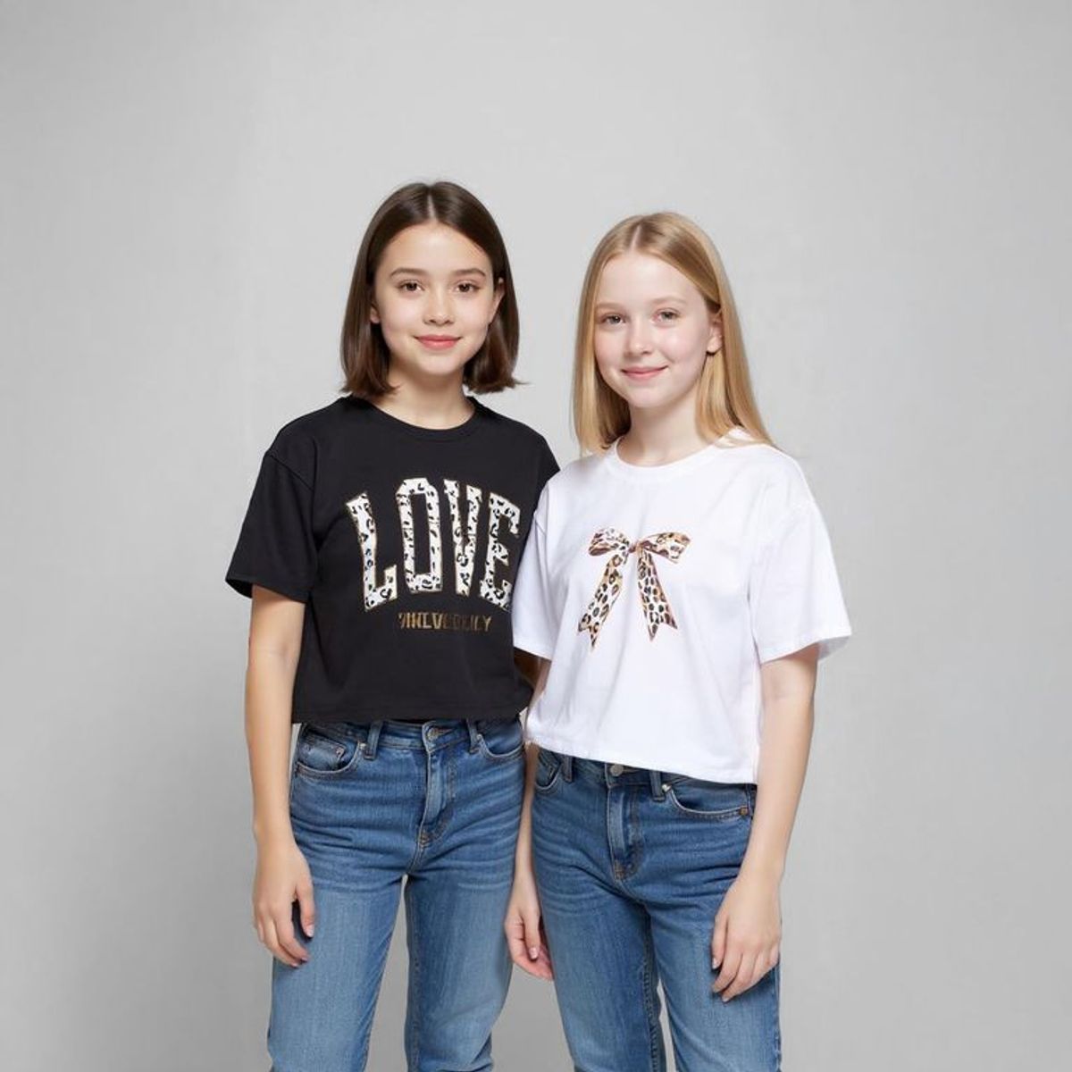 ELV - Camiseta para Niña Pack de 2 unidades con Estampado Manga corta de Algodón ELV