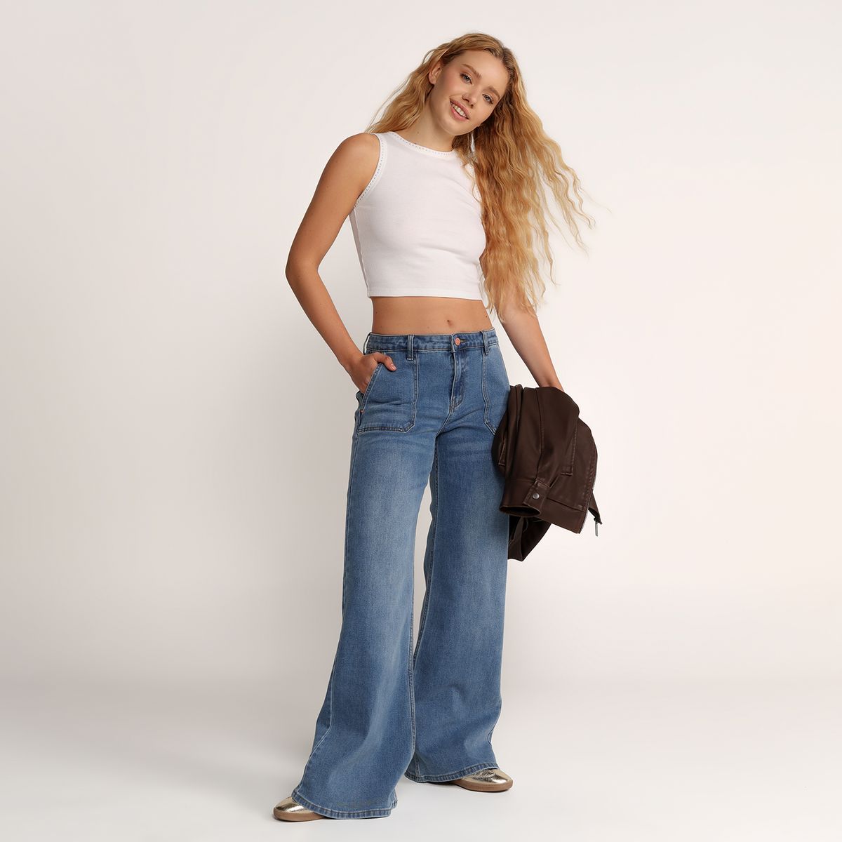 SYBILLA - Jean Wide leg Mujer Tiro medio Sybilla