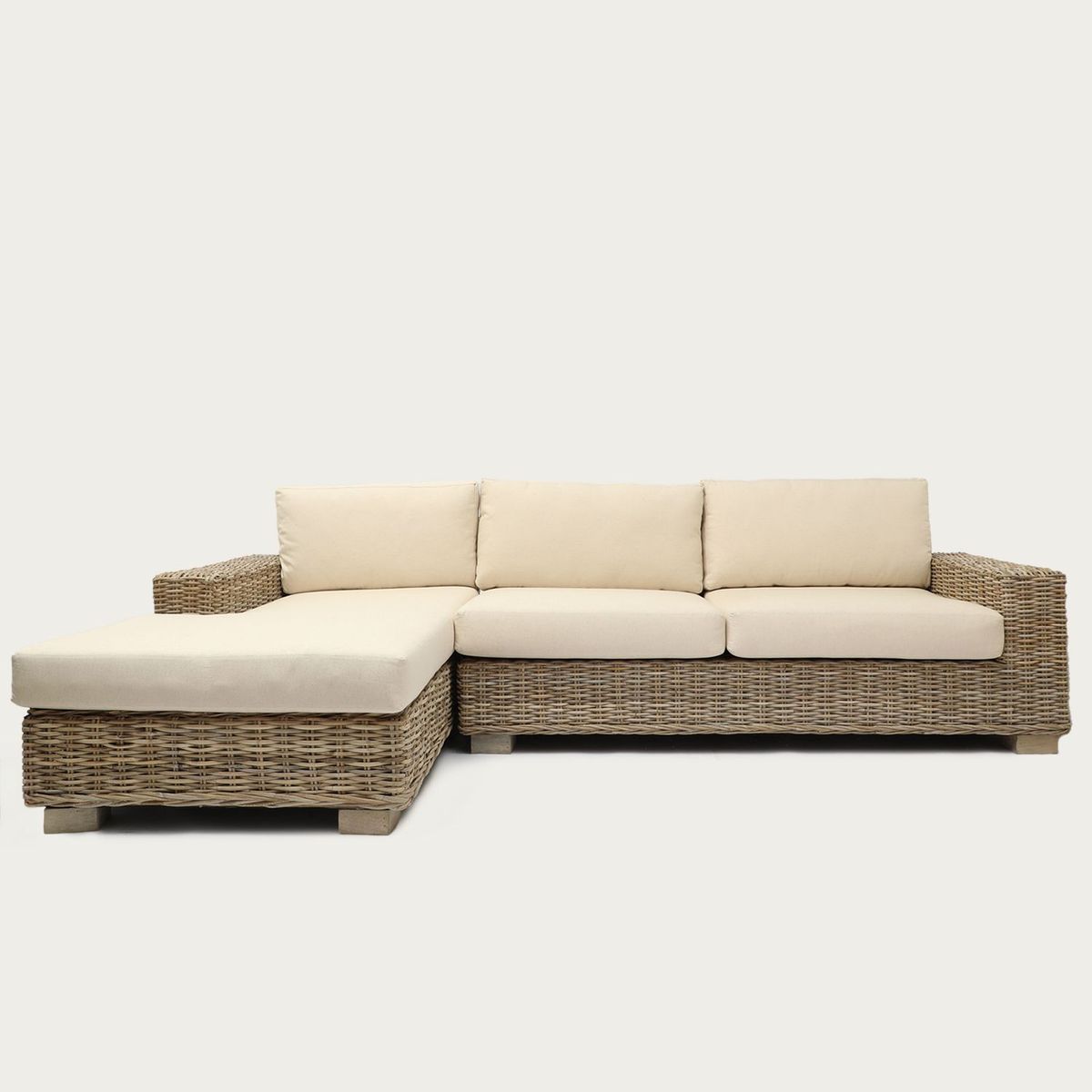 ROBERTA - Sofá en L derecho de exterior 4 puestos Ratán Natural Kubu 270 cm x 159 cm x 67 cm Roberta Allen