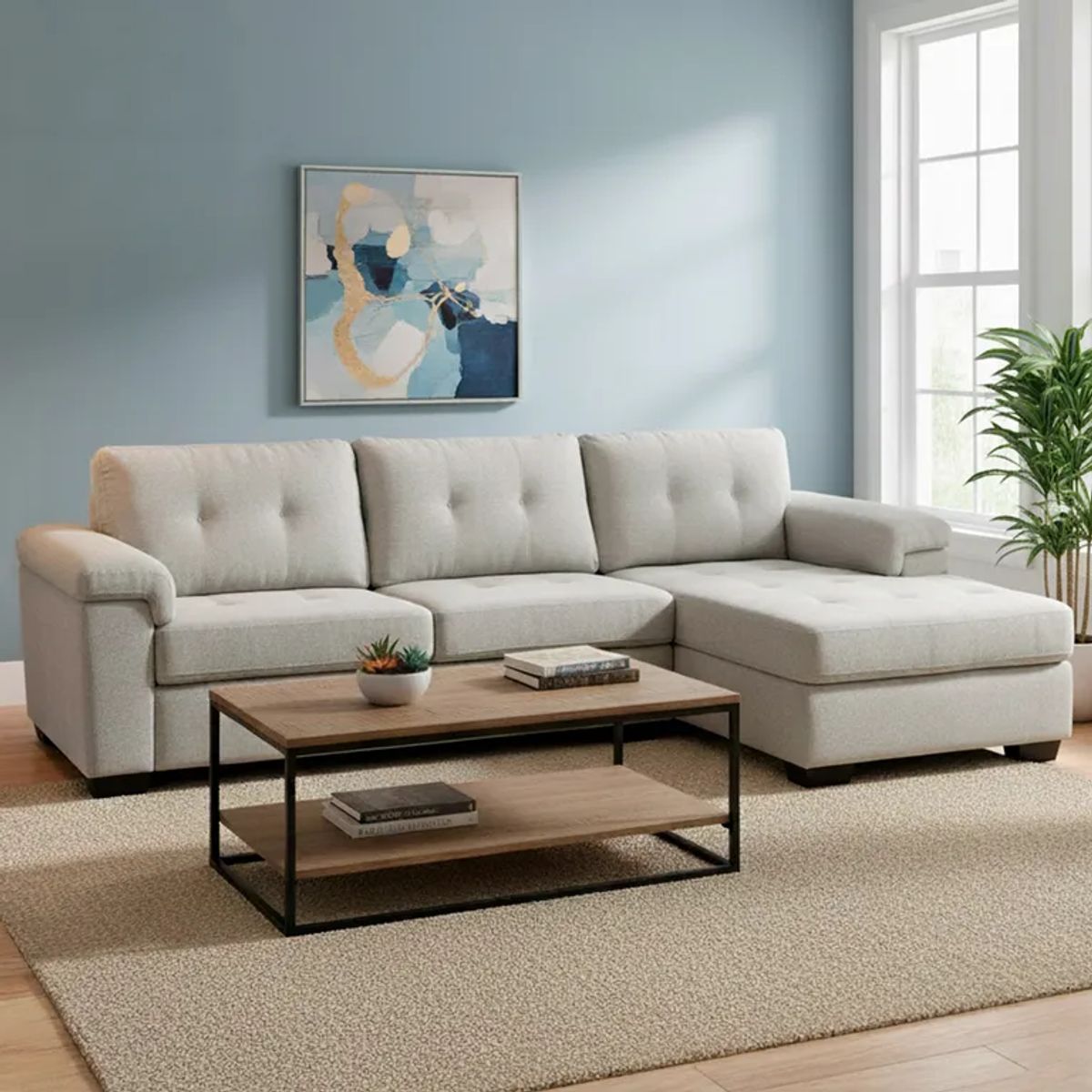 MICA - Sofá en L 4 puestos Rafa 270 x 160 x 85 cm Mica