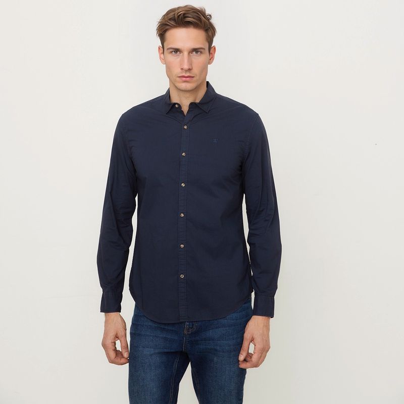 WOLF & HANK - Camisa Hombre Manga larga Slim de Algodón Wolf & Hank