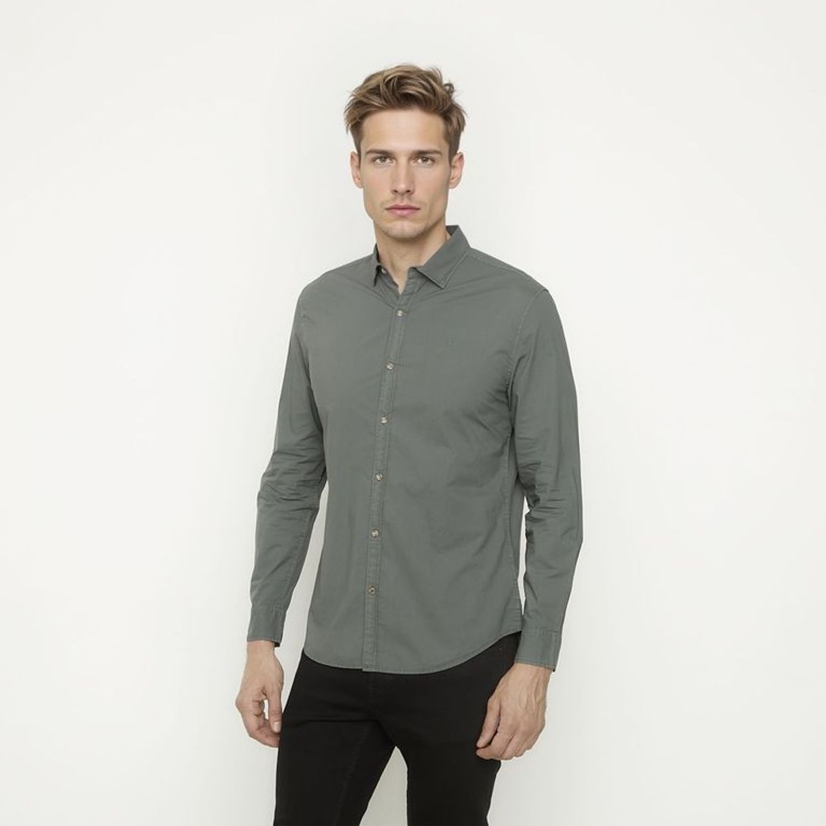 WOLF & HANK - Camisa Hombre Manga larga Slim de Algodón Wolf & Hank