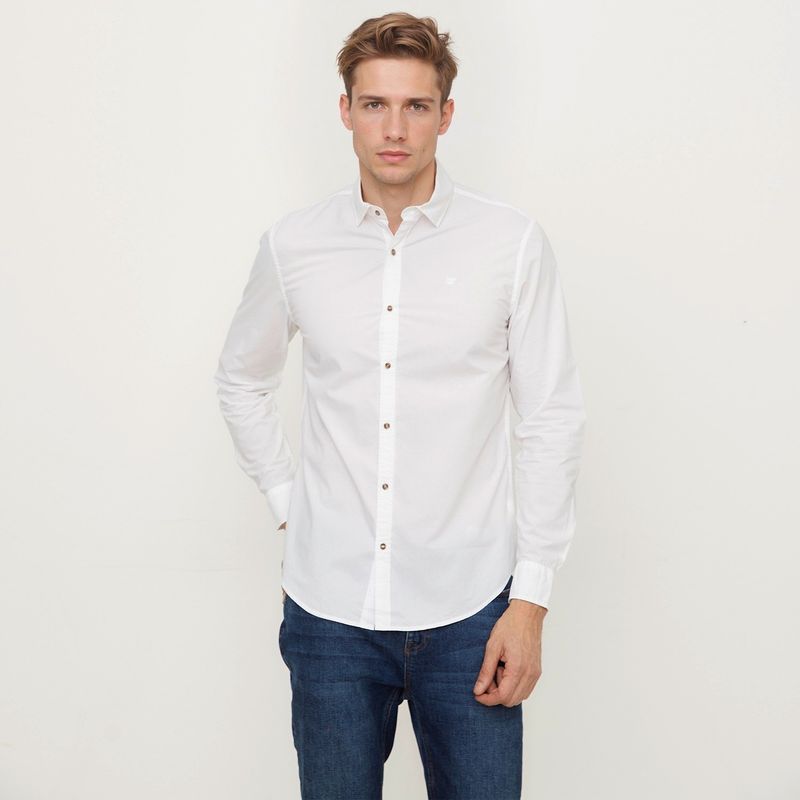WOLF & HANK - Camisa Hombre Manga larga Slim de Algodón Wolf & Hank