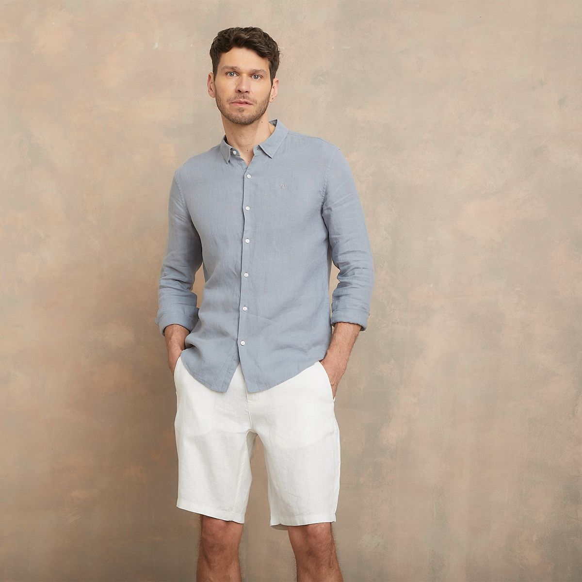 WOLF & HANK - Camisa Hombre Manga larga Slim de Lino WOLF&HANK 