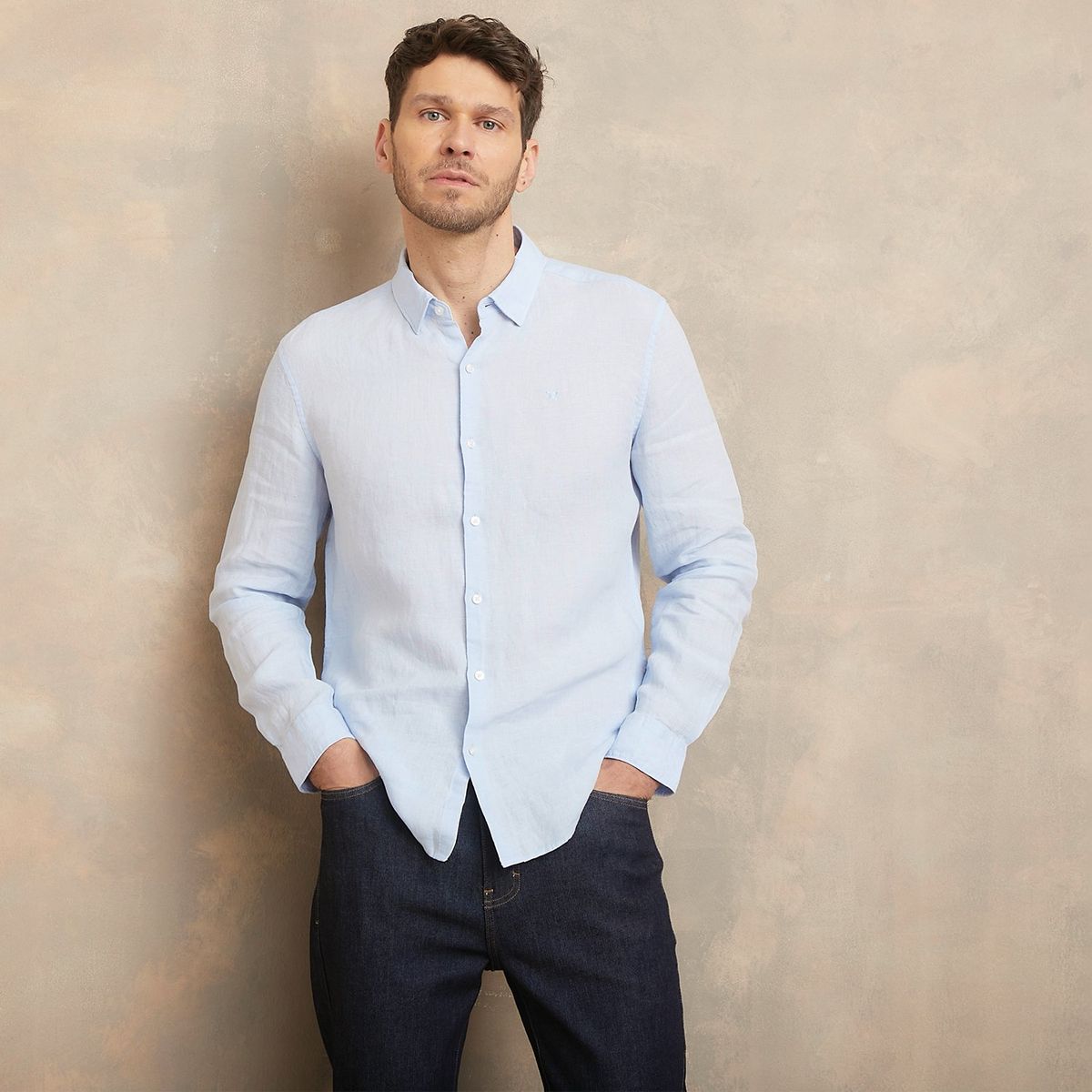 WOLF & HANK - Camisa Hombre Manga larga Slim de Lino WOLF&HANK 