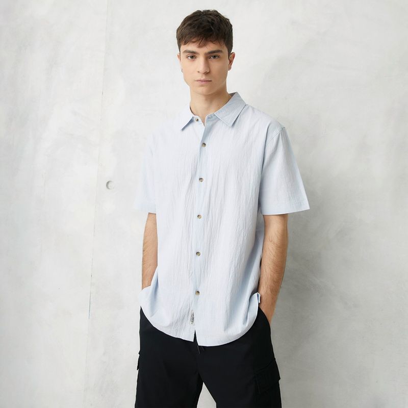 BEARCLIFF - Camisa Hombre Manga corta Recta de Algodón Bearcliff