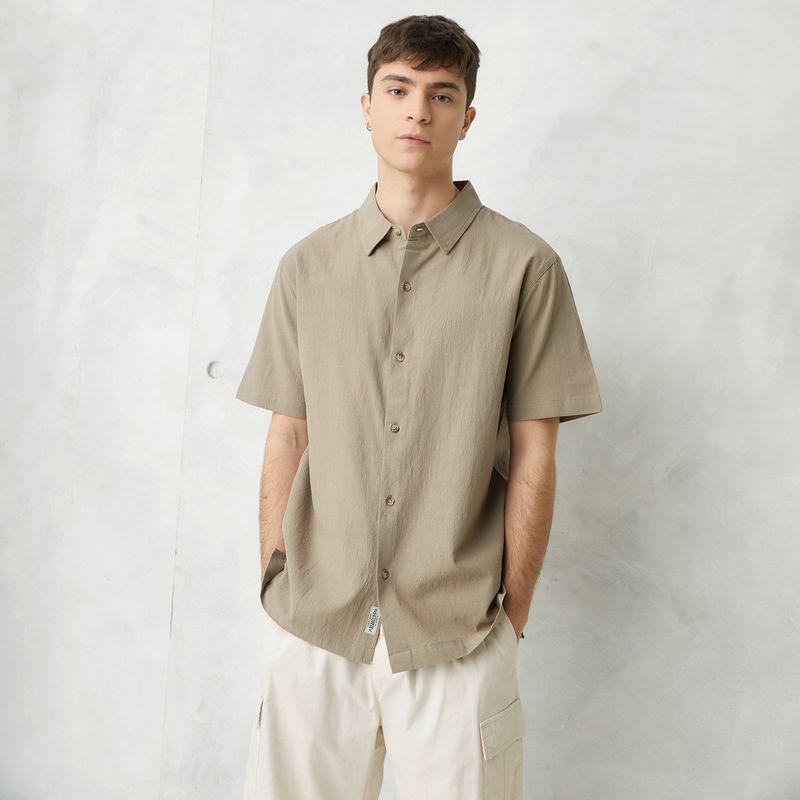 BEARCLIFF - Camisa Hombre Manga corta Recta de Algodón Bearcliff