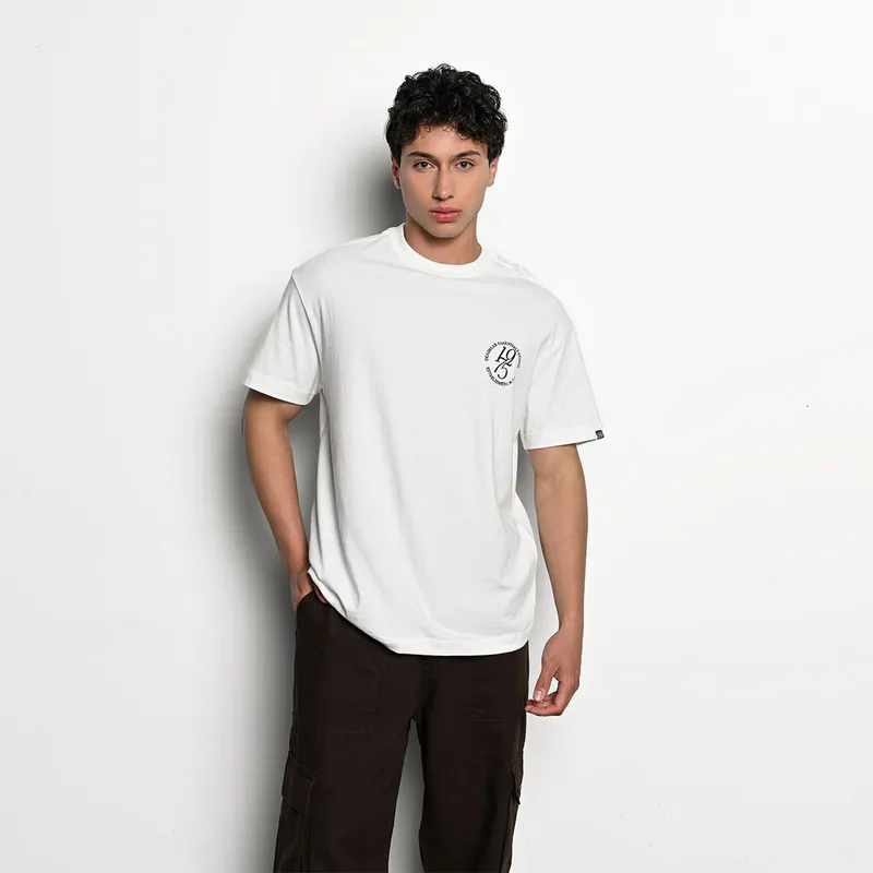 DENIMLAB - Camiseta Hombre Manga corta con Estampado Oversized fit de Algodón Denimlab