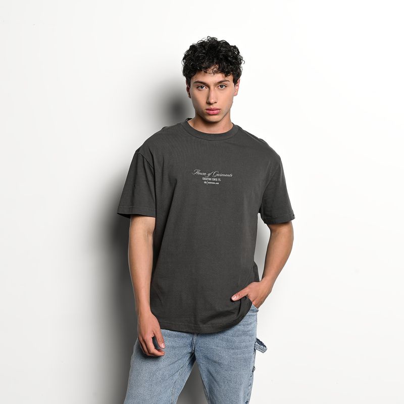 DENIMLAB - Camiseta Hombre Manga corta con Estampado Oversized fit de Algodón Denimlab