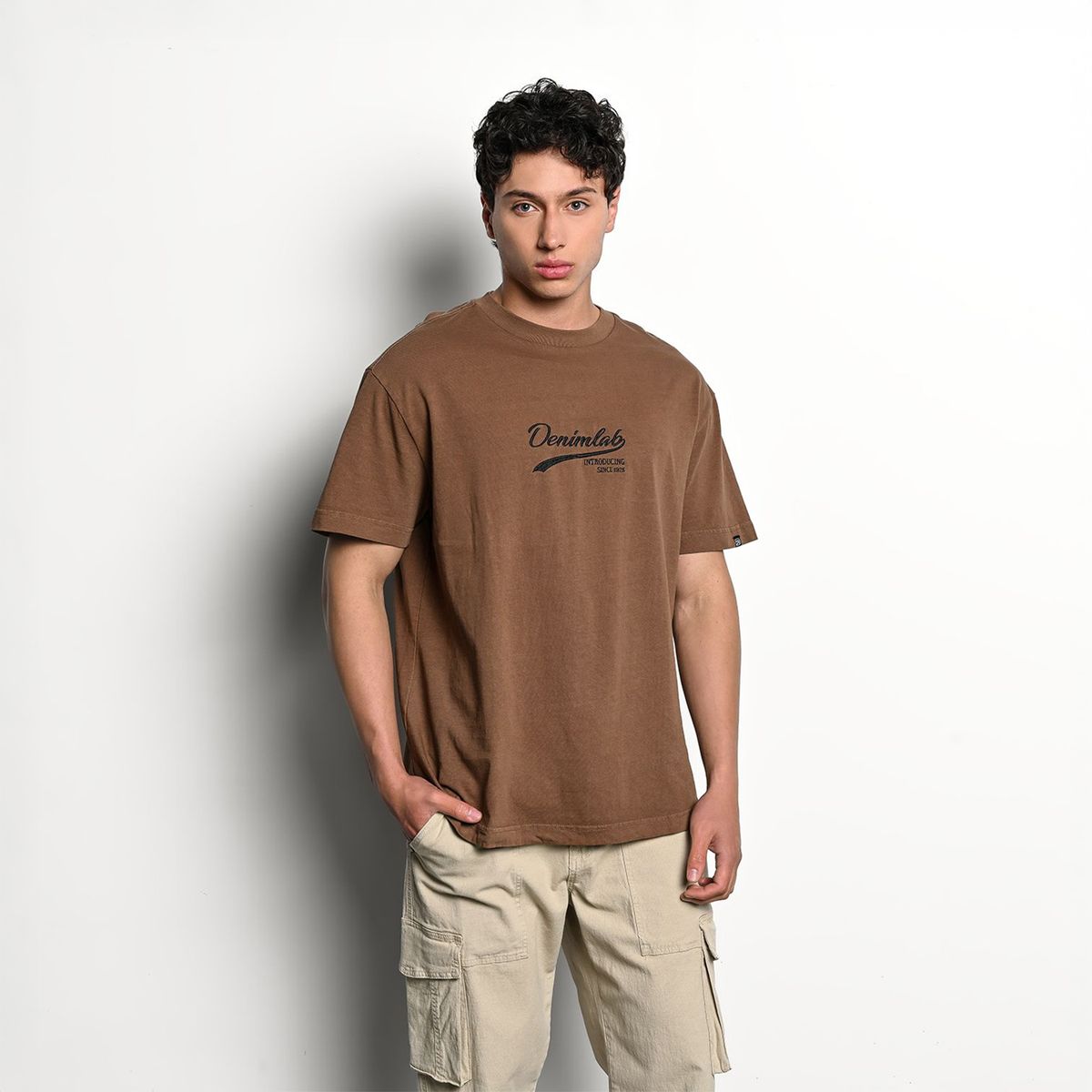 DENIMLAB - Camiseta Hombre Manga corta con Estampado Oversized fit de Algodón Denimlab