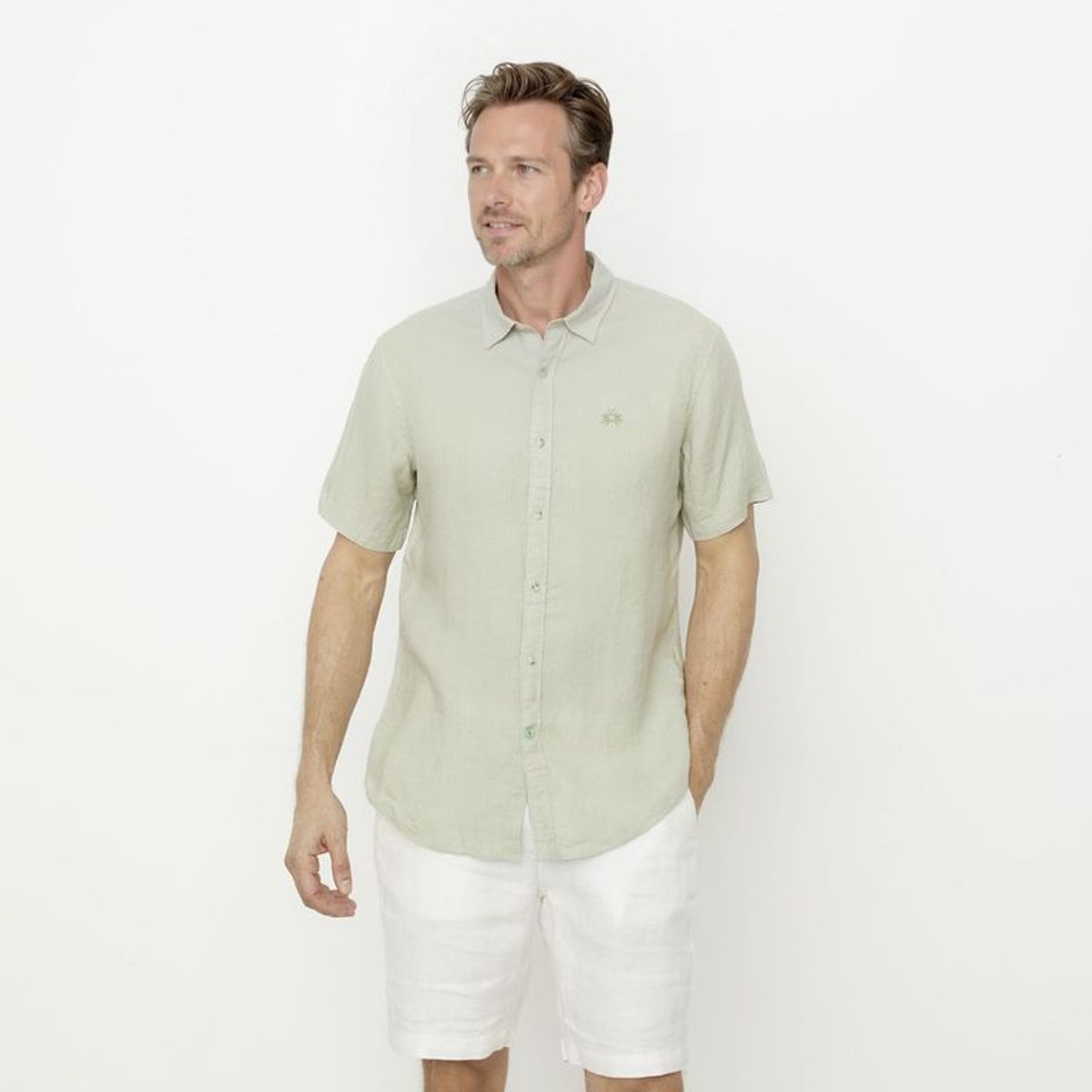 LA MARTINA - Camisa Hombre Manga corta Classic fit de Lino La Martina