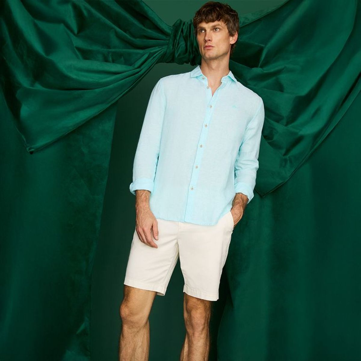 CASCAIS - Camisa Hombre Manga larga Slim de Lino CASCAIS. 