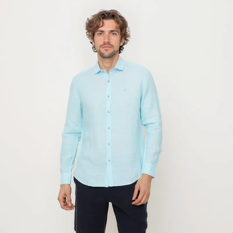 CASCAIS - Camisa Hombre Manga larga Slim de Lino CASCAIS. 