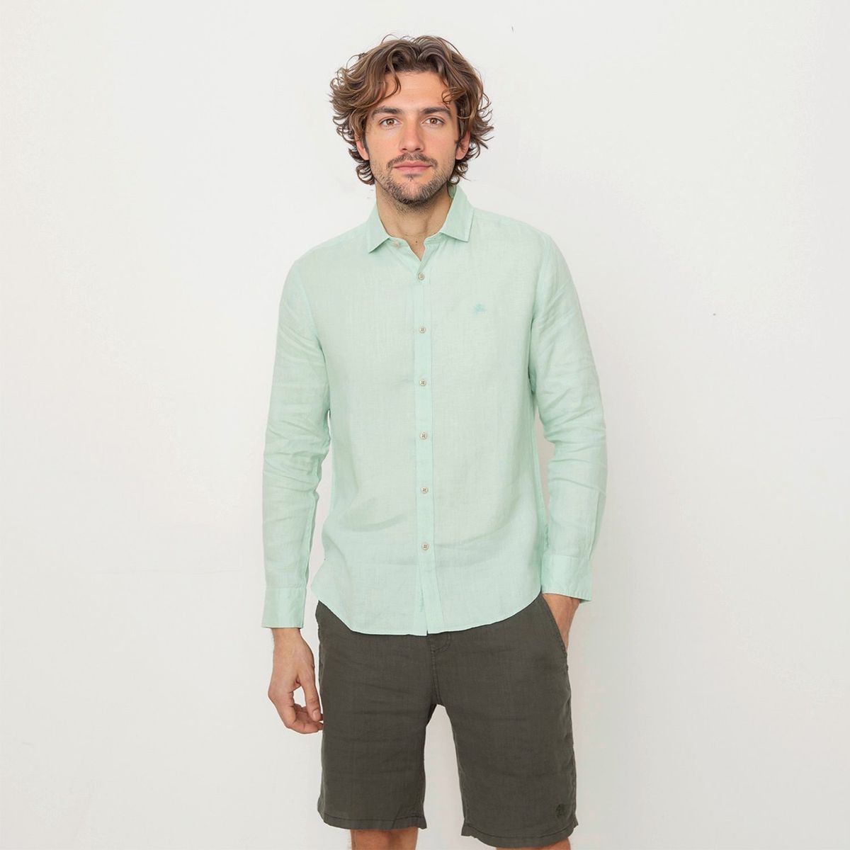 CASCAIS - Camisa Hombre Manga larga Slim de Lino CASCAIS. 