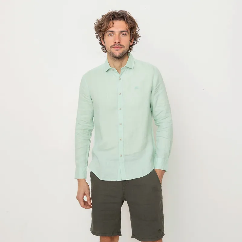 CASCAIS - Camisa Hombre Manga larga Slim de Lino CASCAIS. 