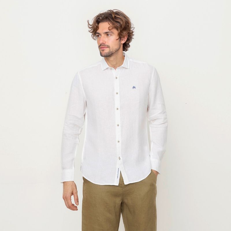 CASCAIS - Camisa Hombre Manga larga Slim de Lino CASCAIS. 