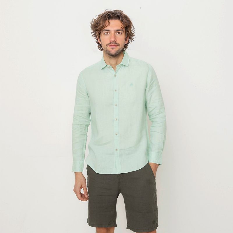 CASCAIS - Camisa Hombre Manga larga Slim de Lino CASCAIS. 