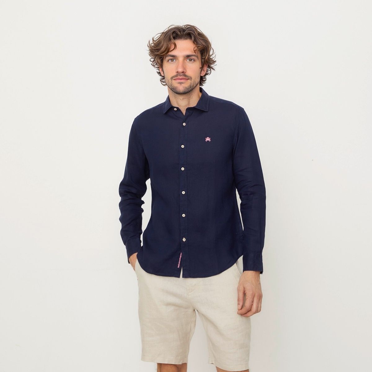 CASCAIS - Camisa Hombre Manga larga Slim de Lino CASCAIS. 