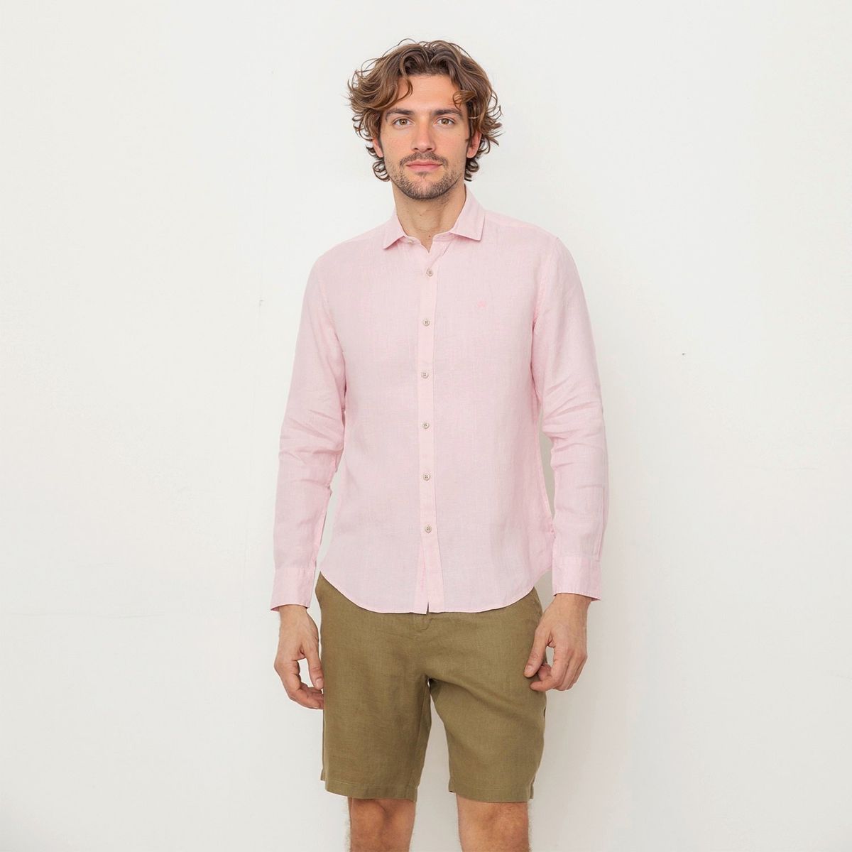 CASCAIS - Camisa Hombre Manga larga Slim de Lino CASCAIS. 