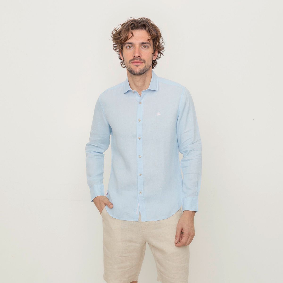 CASCAIS - Camisa Hombre Manga larga Slim de Lino CASCAIS. 