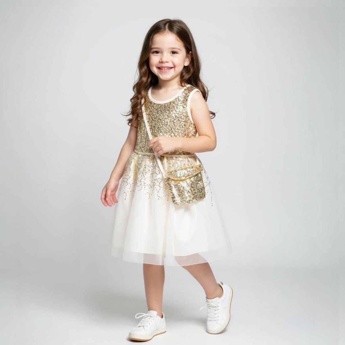 YAMP - Vestido para Niña 2 piezas con Lentejuelas Con accesorio Yamp