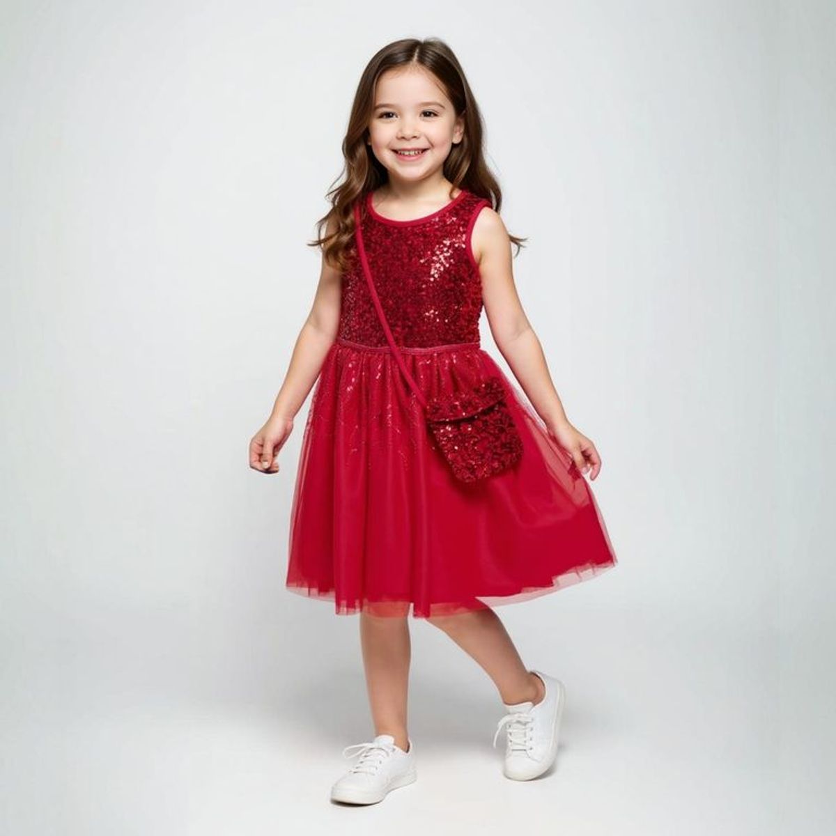 YAMP - Vestido para Niña 2 piezas con Lentejuelas Con accesorio Yamp