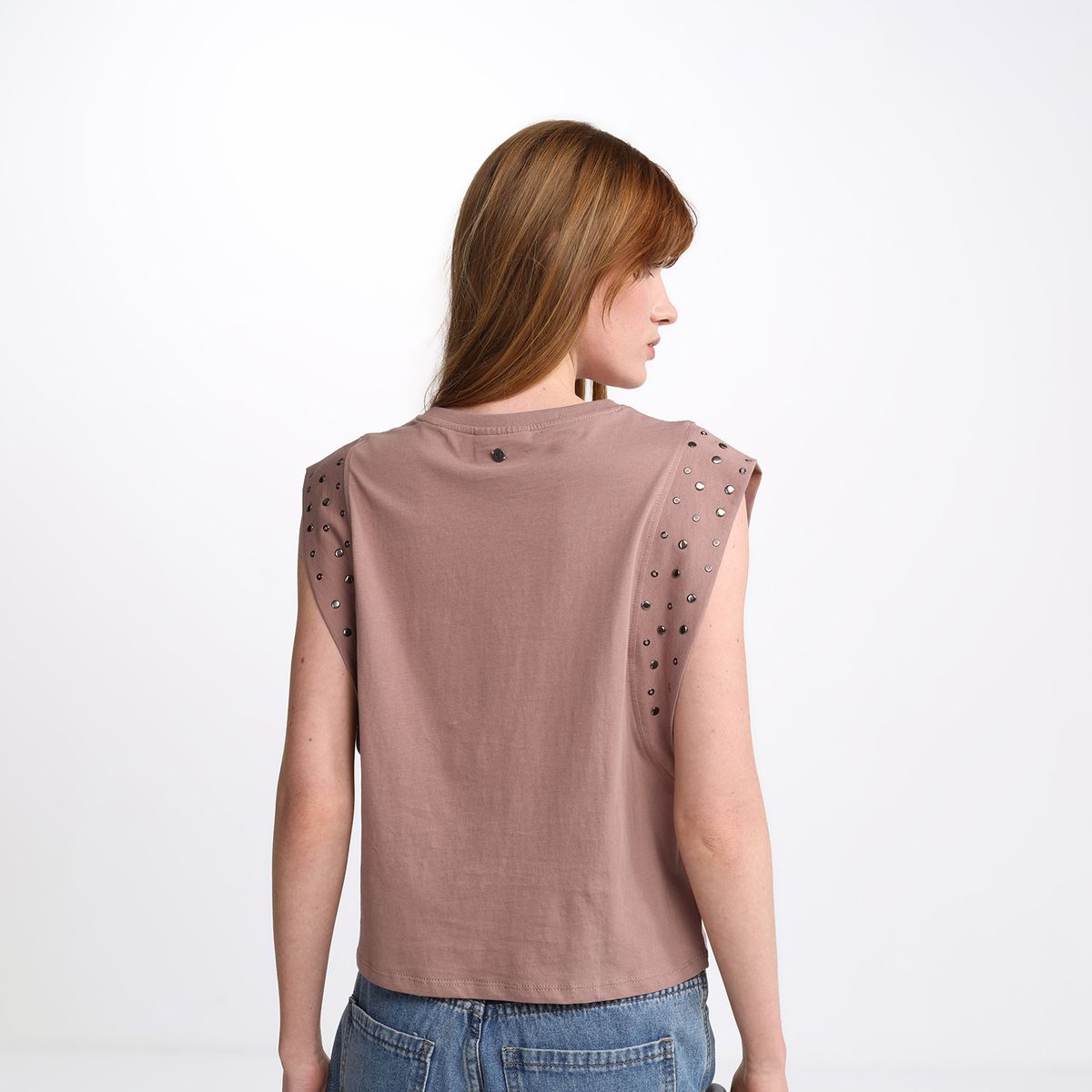 DENIMLAB - Camiseta Mujer de Rayas Sin mangas de Algodón Denimlab