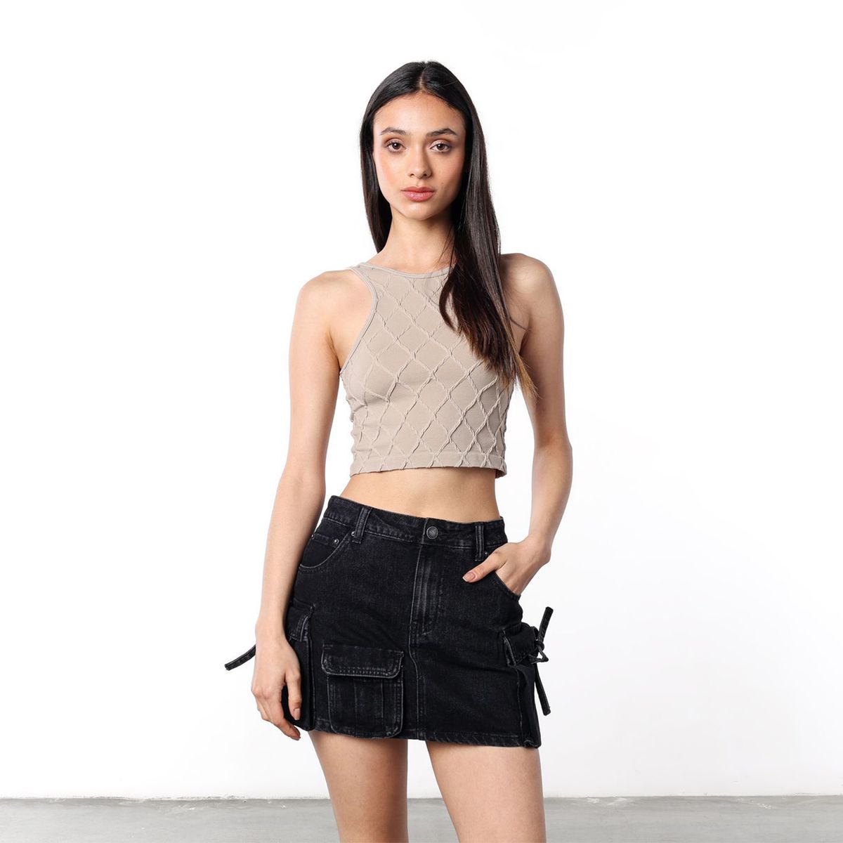 DENIMLAB - Falda de jean Mini Mujer de Algodón Denimlab