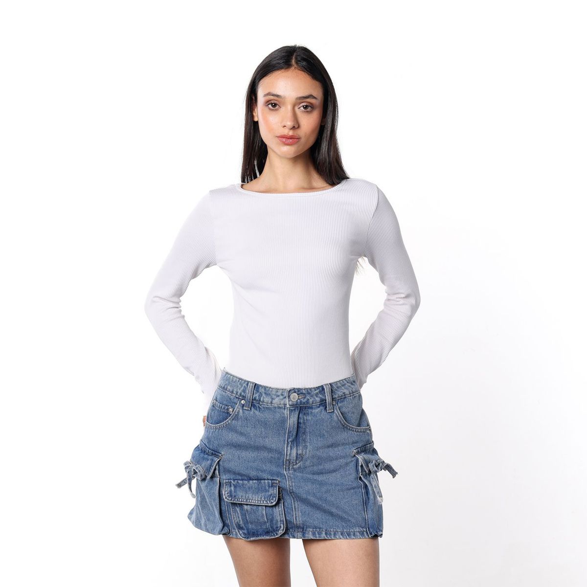 DENIMLAB - Falda de jean Mini Mujer de Algodón Denimlab