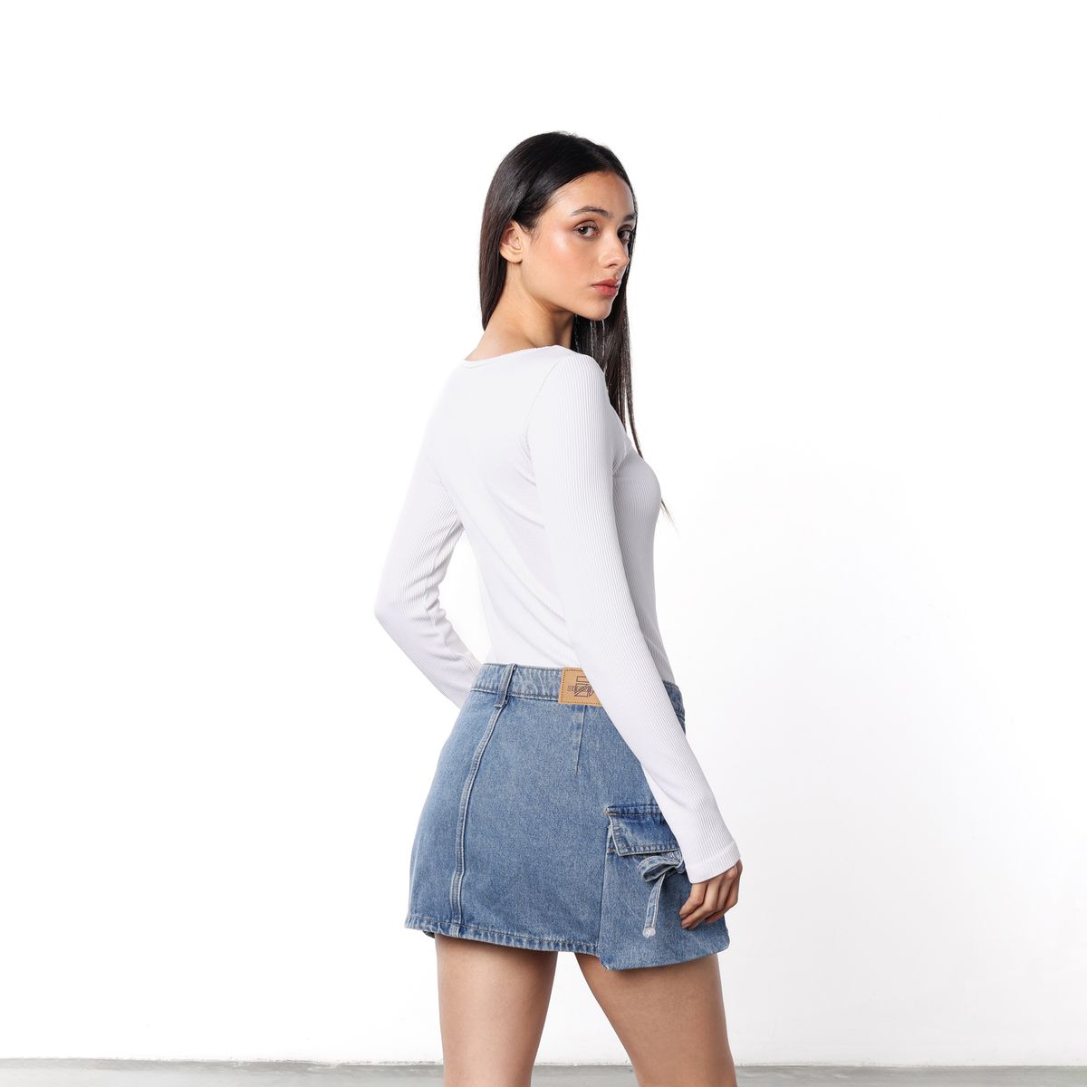 DENIMLAB - Falda de jean Mini Mujer de Algodón Denimlab