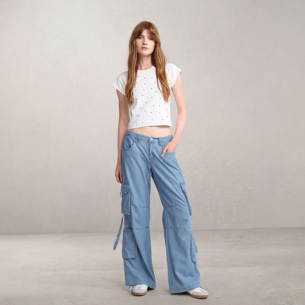 DENIMLAB - Jean Cargo Mujer Tiro bajo Denimlab