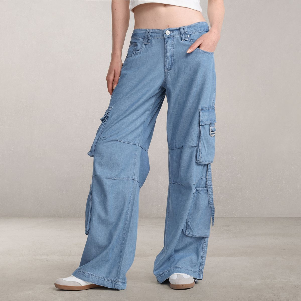 DENIMLAB - Jean Cargo Mujer Tiro bajo Denimlab