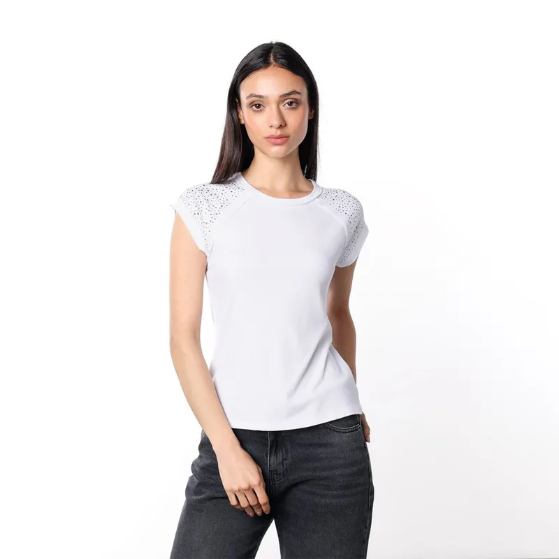DENIMLAB - Camiseta Mujer con Taches Manga corta Denimlab