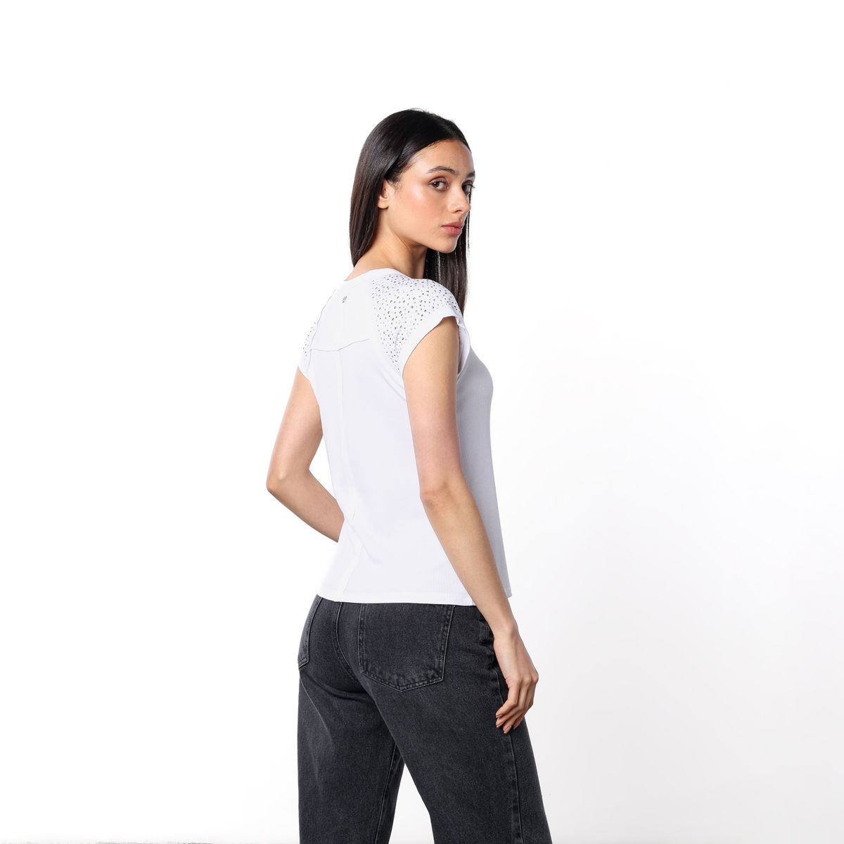 DENIMLAB - Camiseta Mujer con Taches Manga corta Denimlab