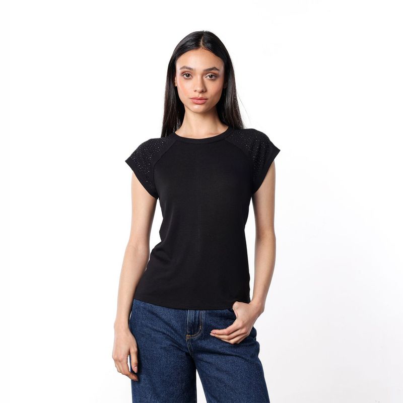 DENIMLAB - Camiseta Mujer con Taches Manga corta Denimlab