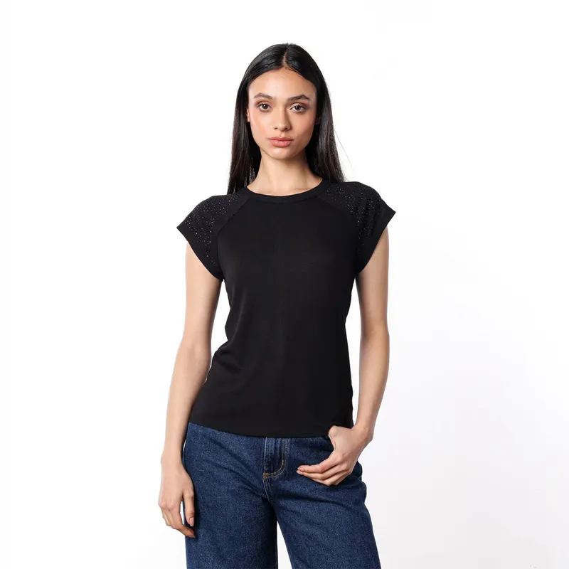 DENIMLAB - Camiseta Mujer con Taches Manga corta Denimlab