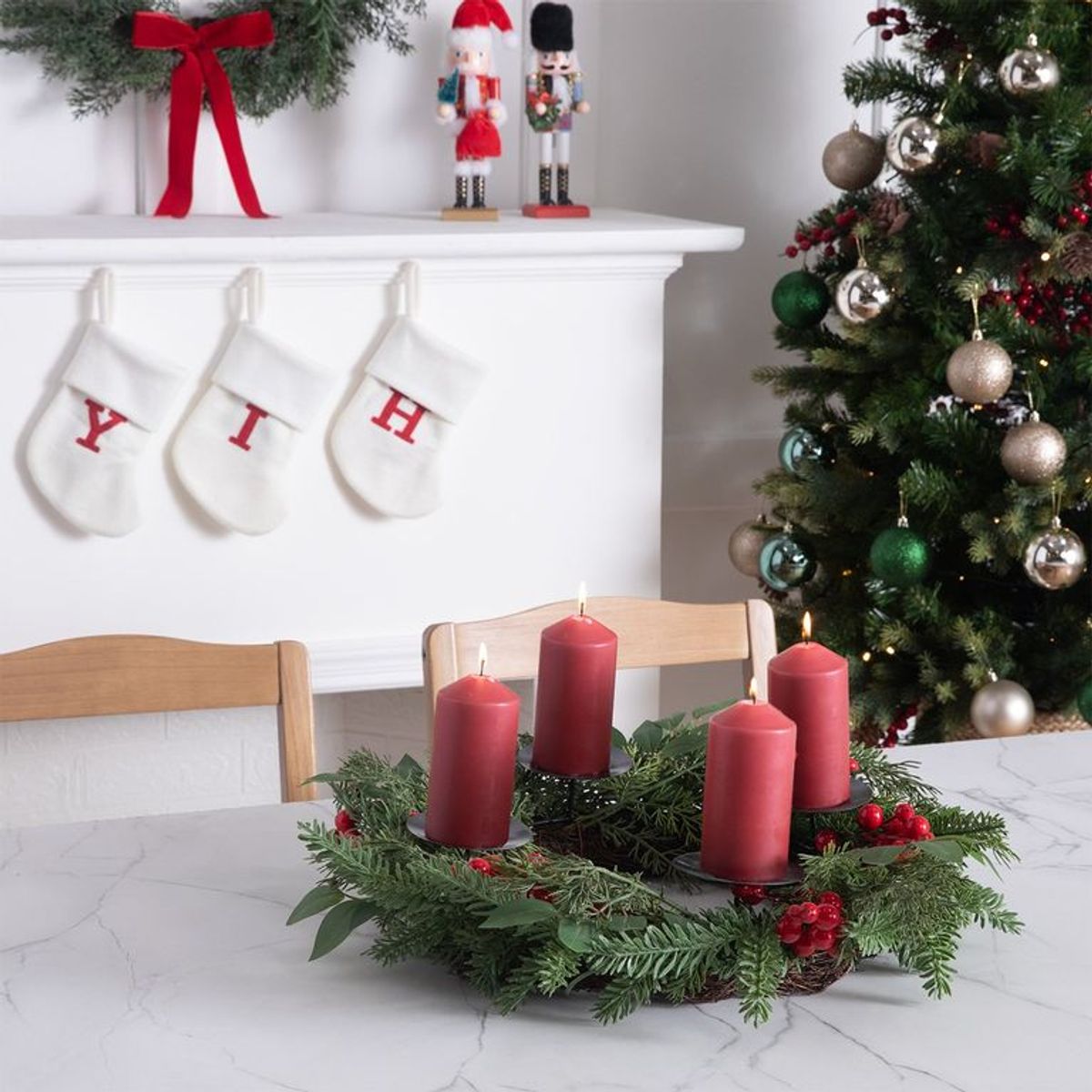 MICA - Centro de Mesa Navideño Corona 45 cm