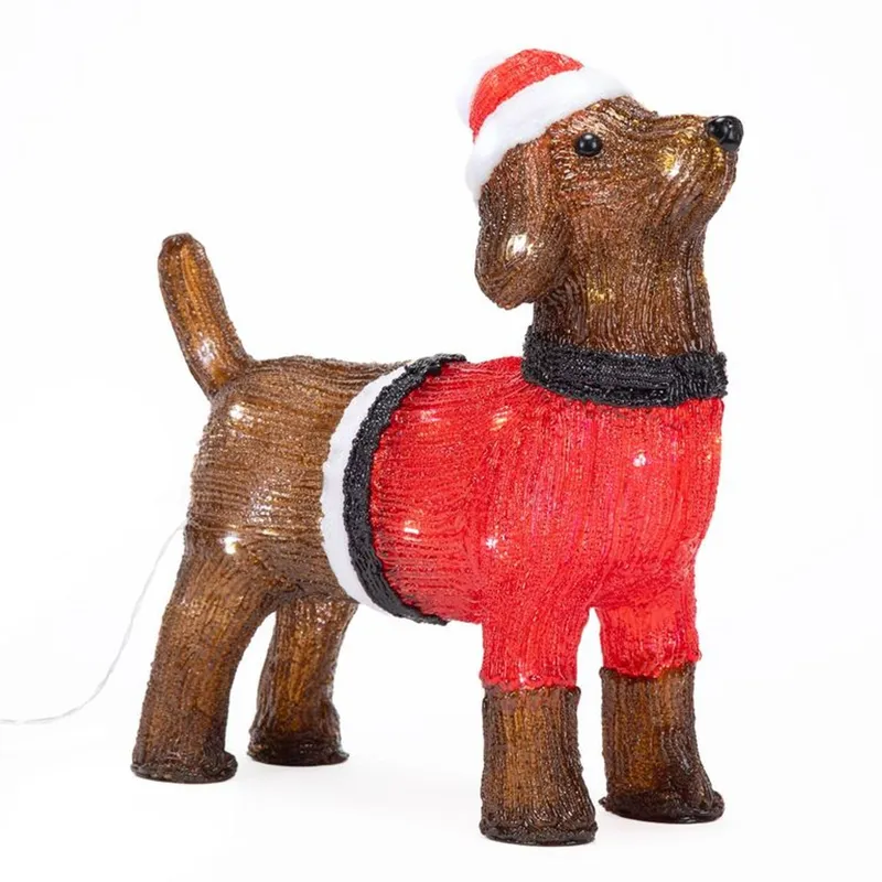 MICA - Adorno Navideño con Luz: Perro Salchicha 38 cm