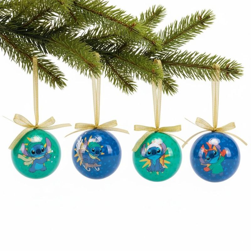 DISNEY - Bola de Navidad Disney: Stitch Set x4 7.5 cm