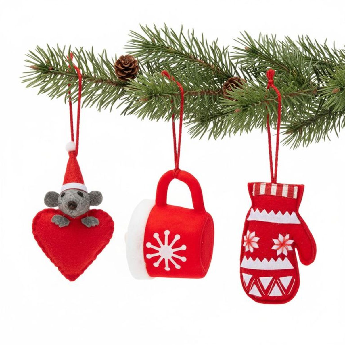 MICA - Adorno de Árbol: Set x3 Rojo 12.5 cm