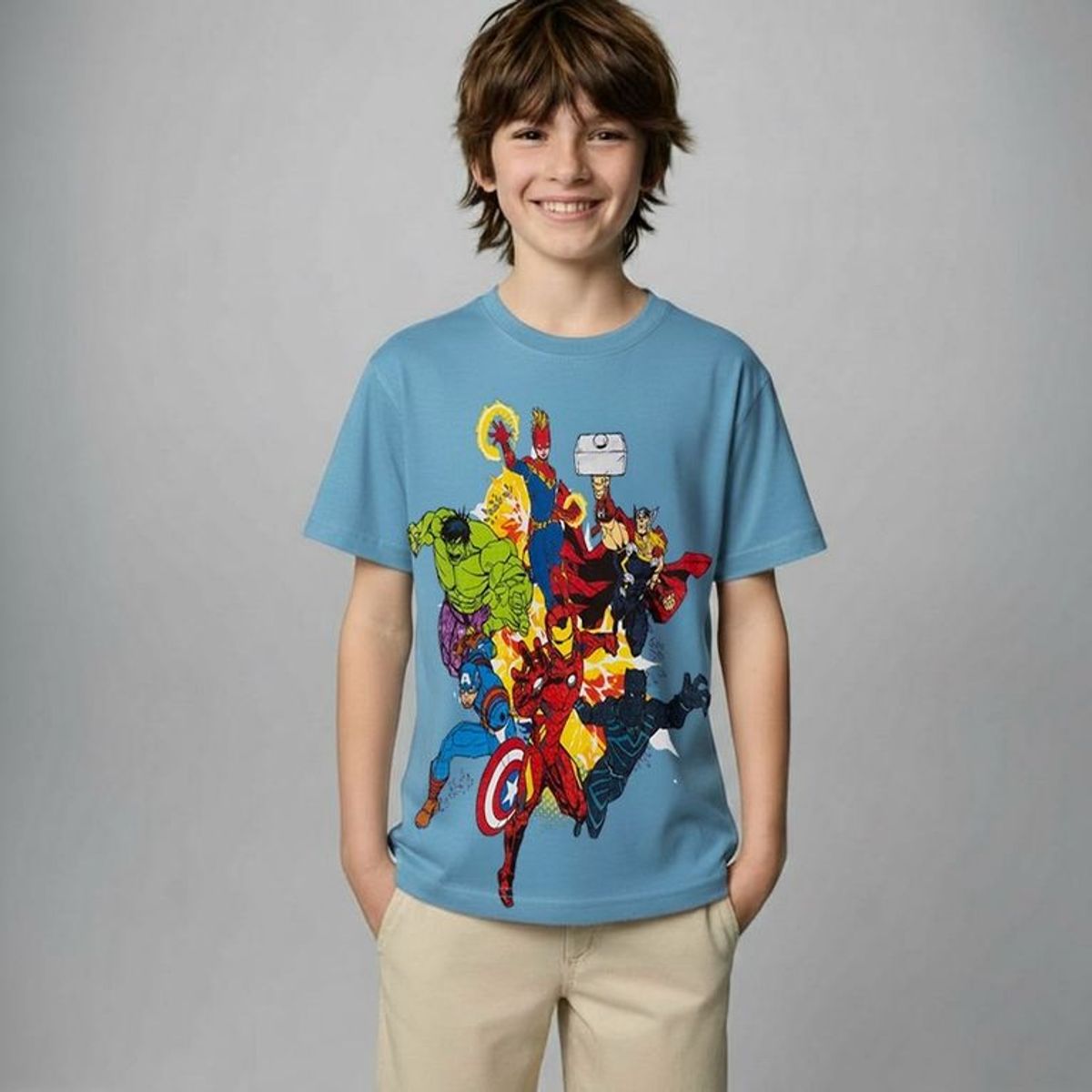 AVENGERS - Camiseta para Niño con Estampado Avengers Manga corta de Algodón