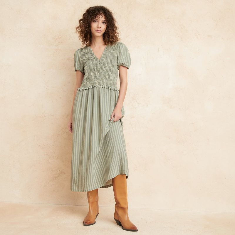 BASEMENT - Vestido Mujer Medio Casual de Rayas Basement
