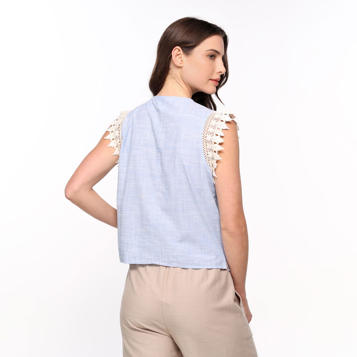 BASEMENT - Blusa Mujer con Bordado Sin mangas de Algodón Basement 