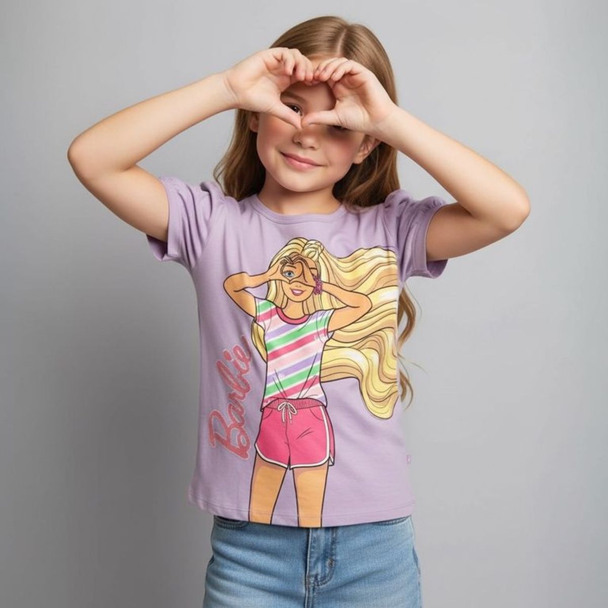 BARBIE - Camiseta para Niña Manga corta de Algodón Barbie