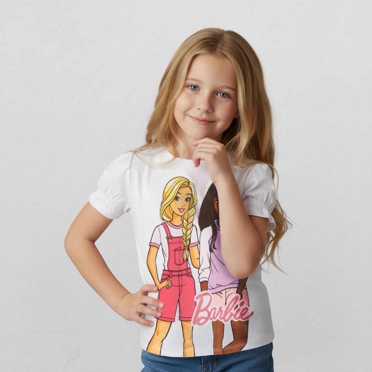 BARBIE - Camiseta para Niña Manga corta de Algodón Barbie